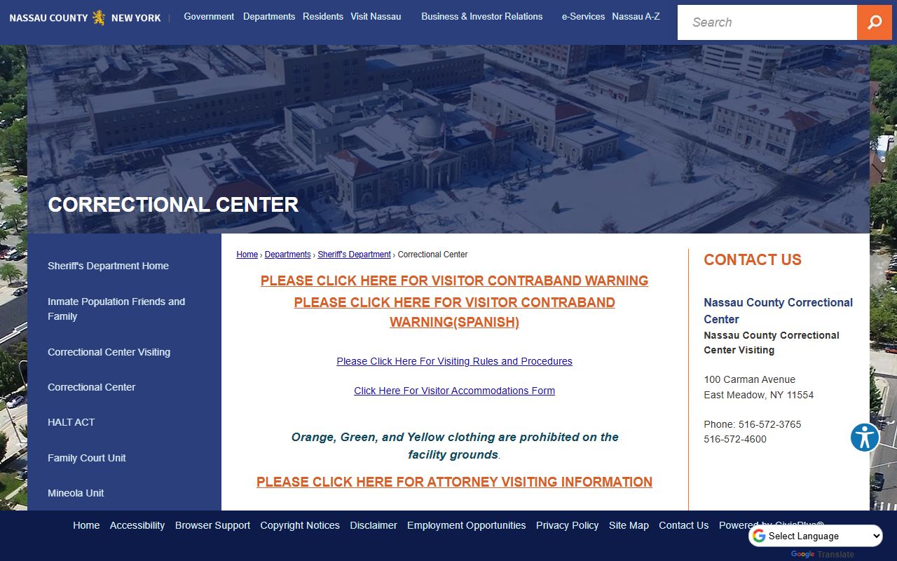 Nassau County Correctional Center for searching North Hempstead released inmates