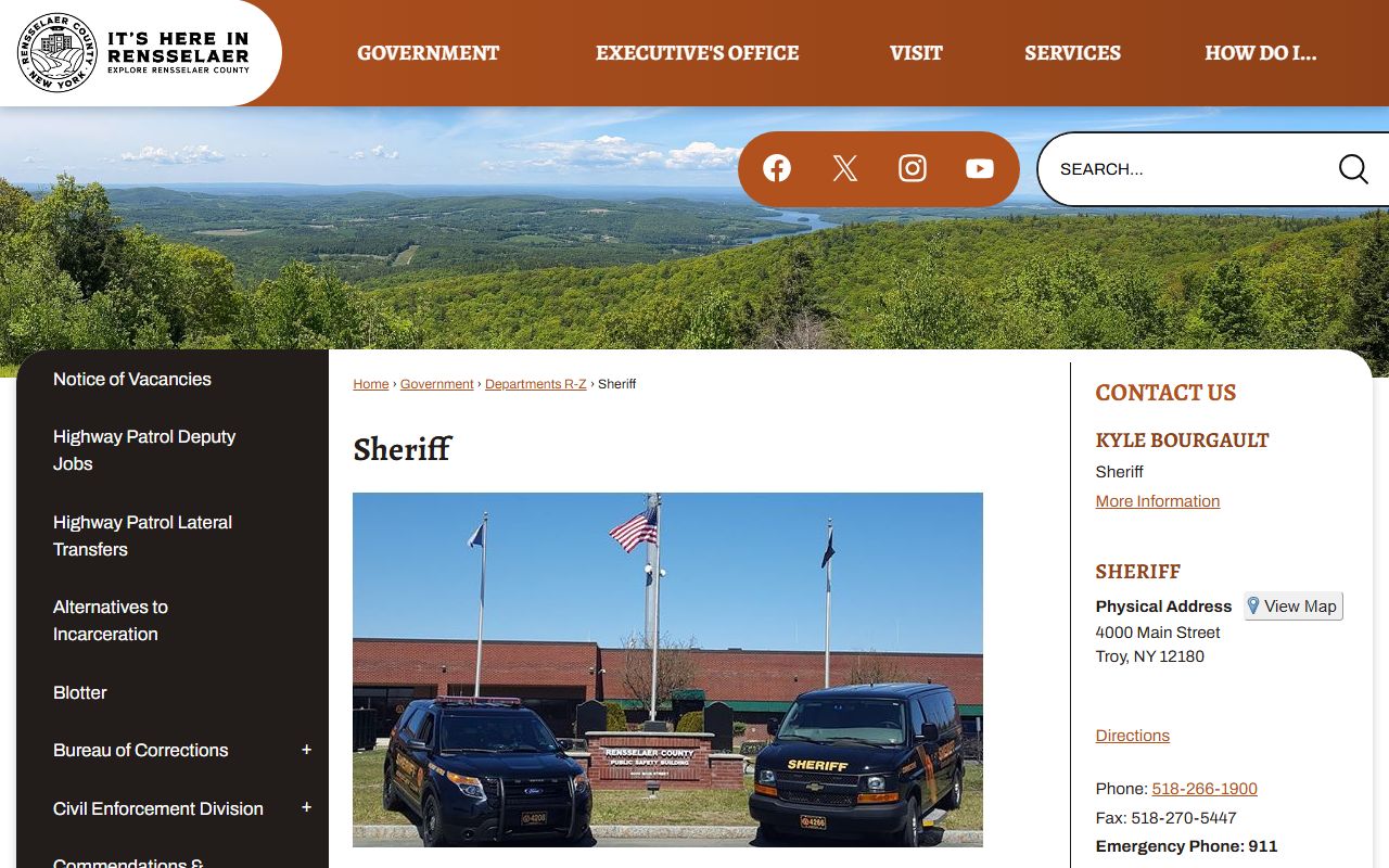 Rensselaer County Sheriff's Office website for Troy released inmates lookup