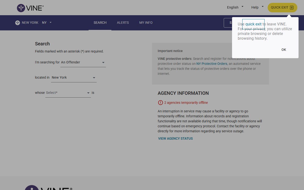 Albany County VINE lookup and Sheriff's Office released inmates search