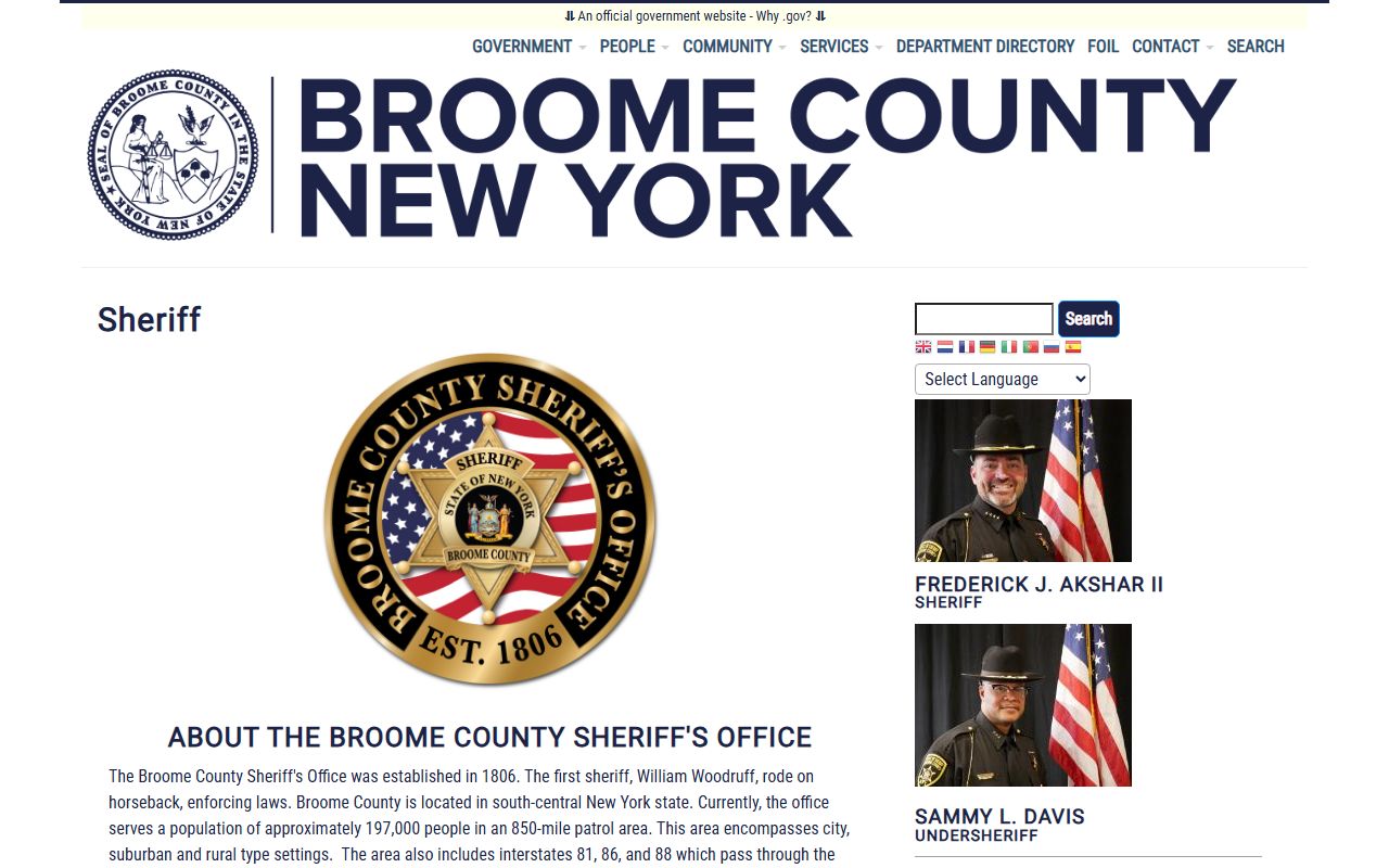 Broome County Sheriff's Office and released inmates search tools