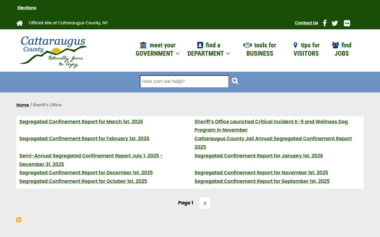 Cattaraugus County Sheriff's Office and released inmates lookup