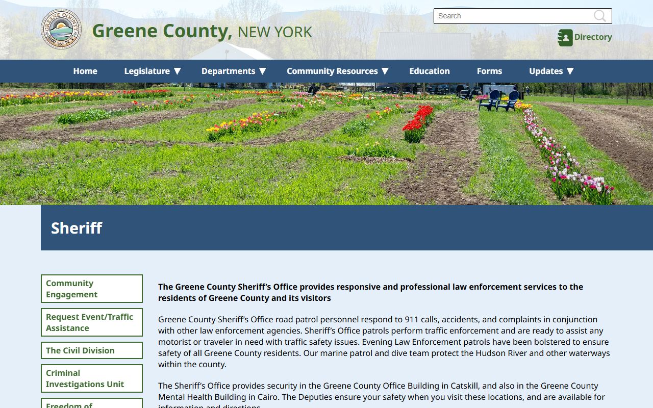 Greene County Sheriff's Office website for released inmates records search