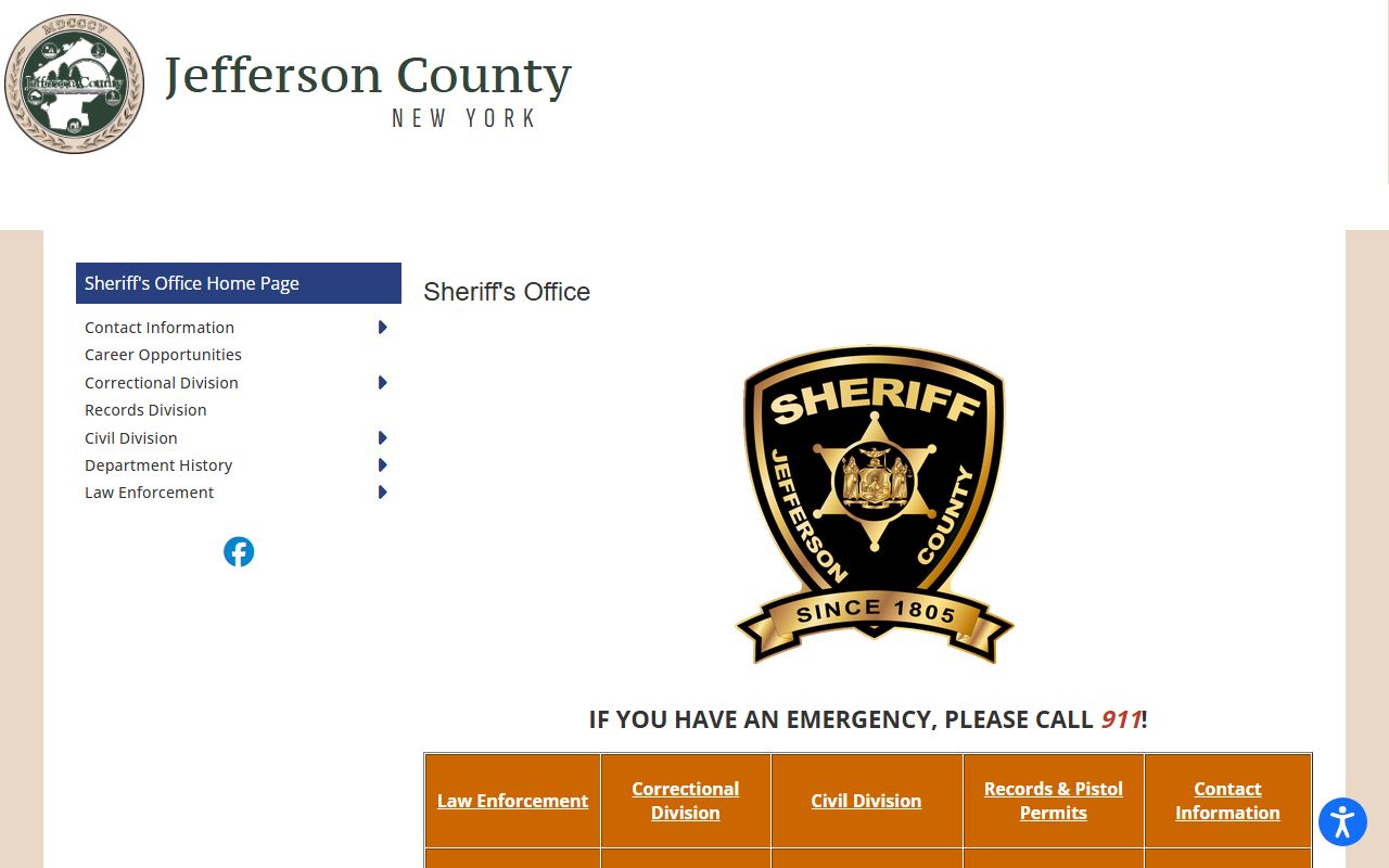 Jefferson County Sheriff's Office website for released inmates search in Watertown