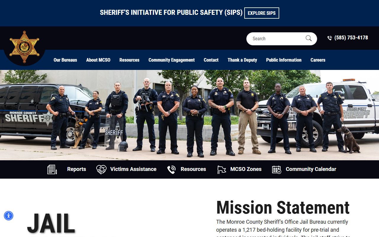 Monroe County Sheriff Jail Bureau page for Rochester released inmates lookup