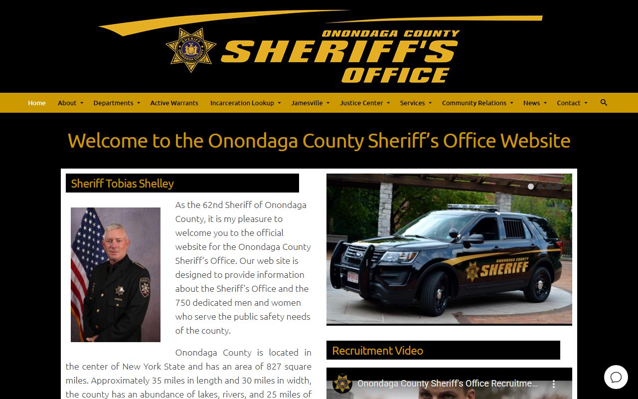 Onondaga County Sheriff's Office website for released inmates lookup