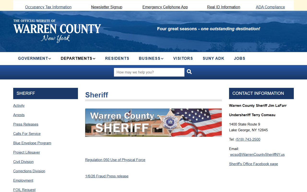 Warren County Sheriff's Office released inmates search and jail records