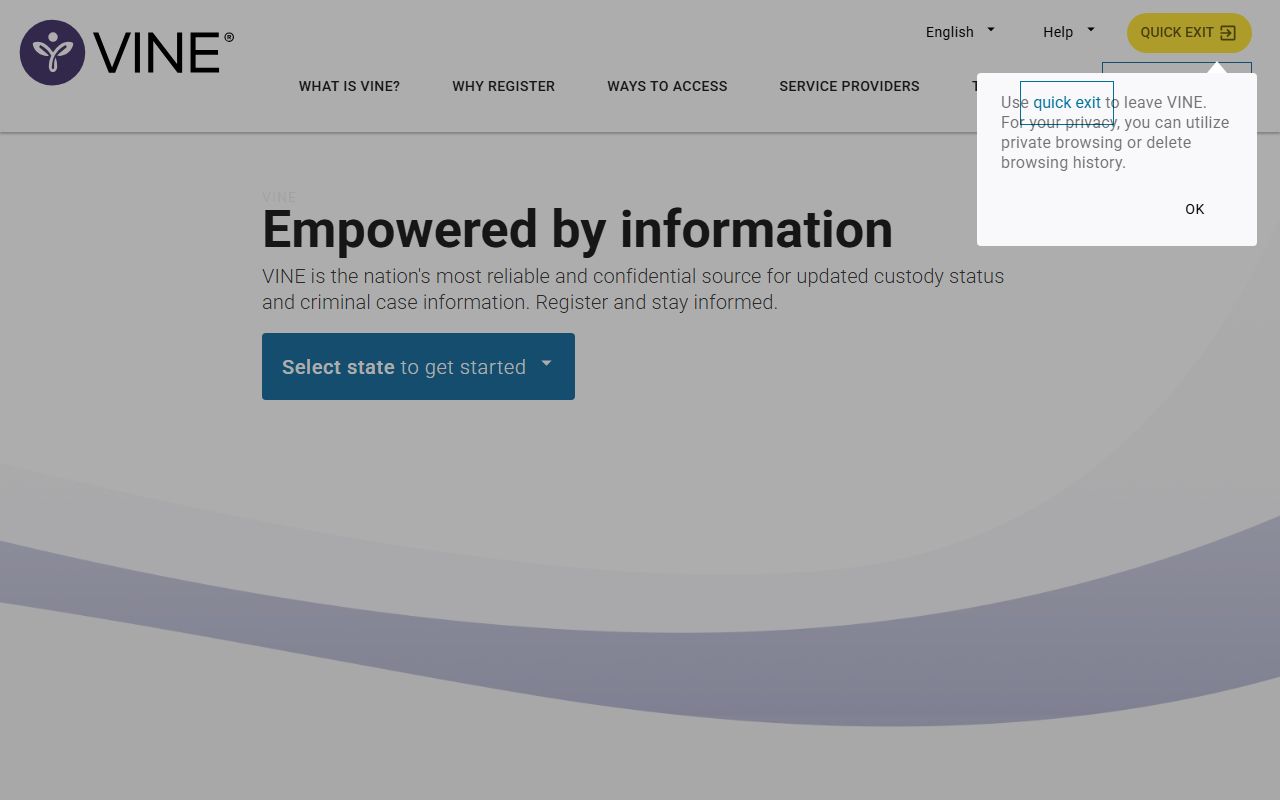 VINELink inmate release notification system for New York released inmates